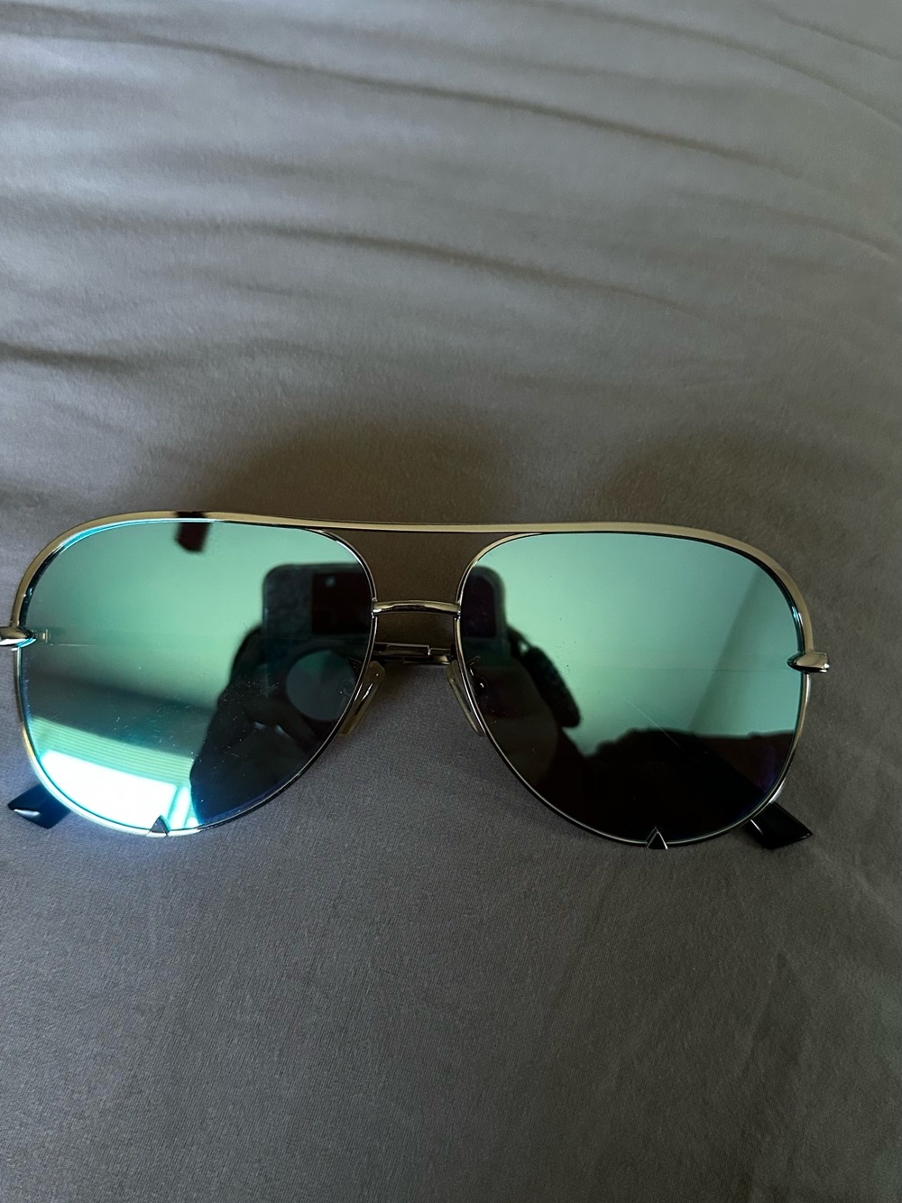 Aviator Sunglasses with Blue Mirrored Lenses